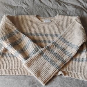 Cream and Gray Striped Sweater
